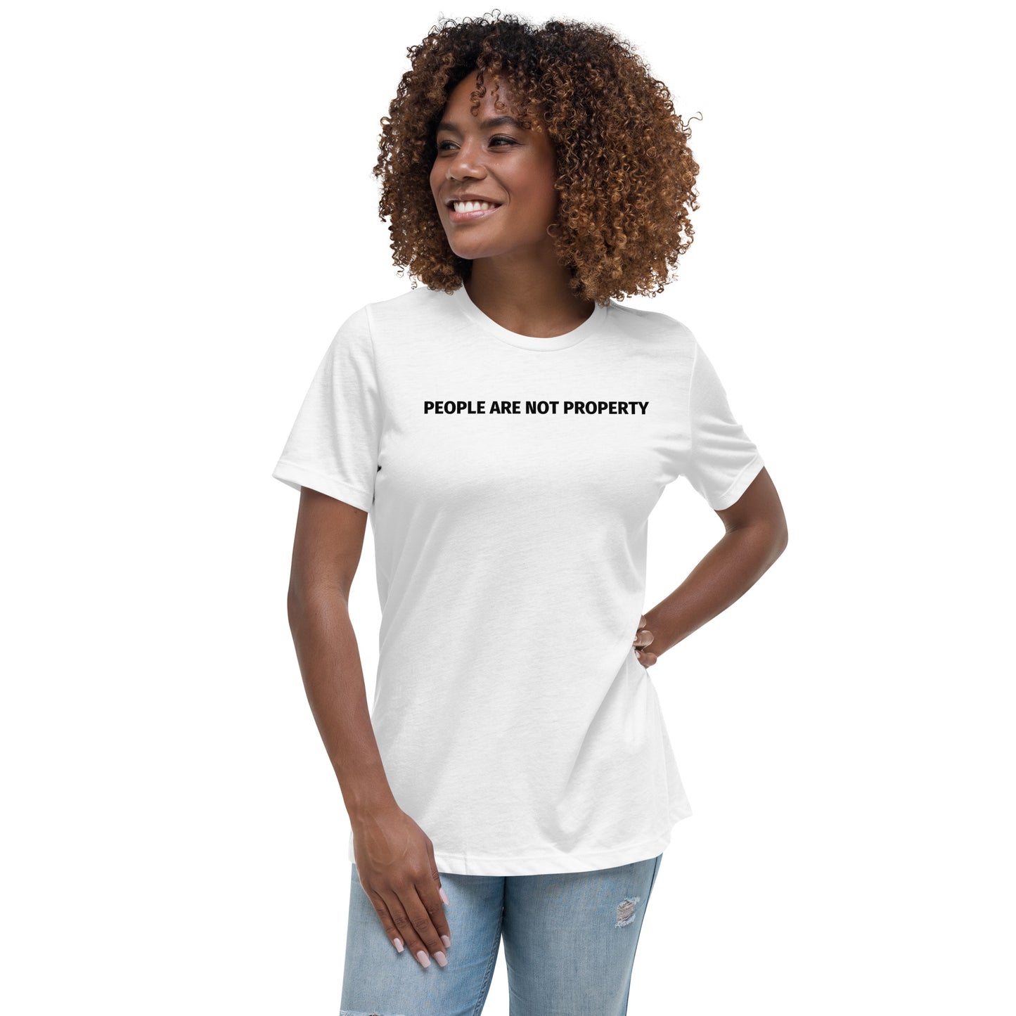 Women's People Are Not Property Tee — Light